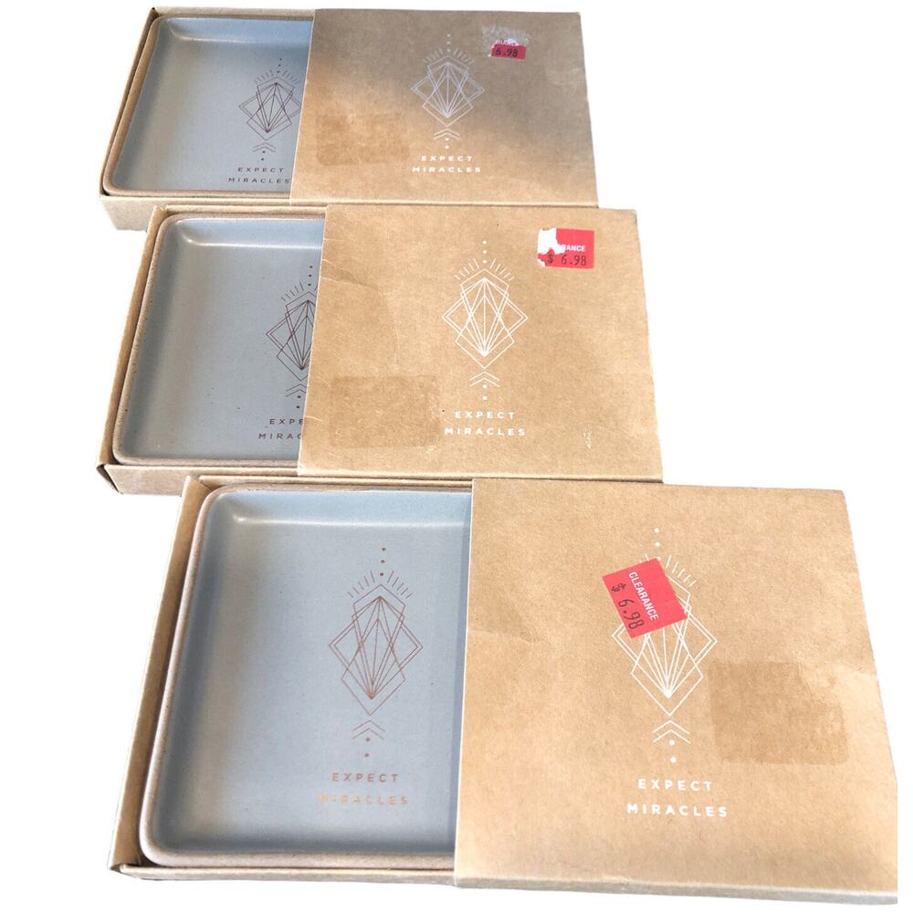 Lot Of‎ 3 Pier 1 Imports Decorative Ceramic Trinket Jewelry Tray w/ Gift Box